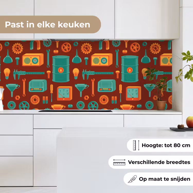 Patroon - Retro - Gereedschap keuken achterwand 2 middel 871 -sfeer4_NL