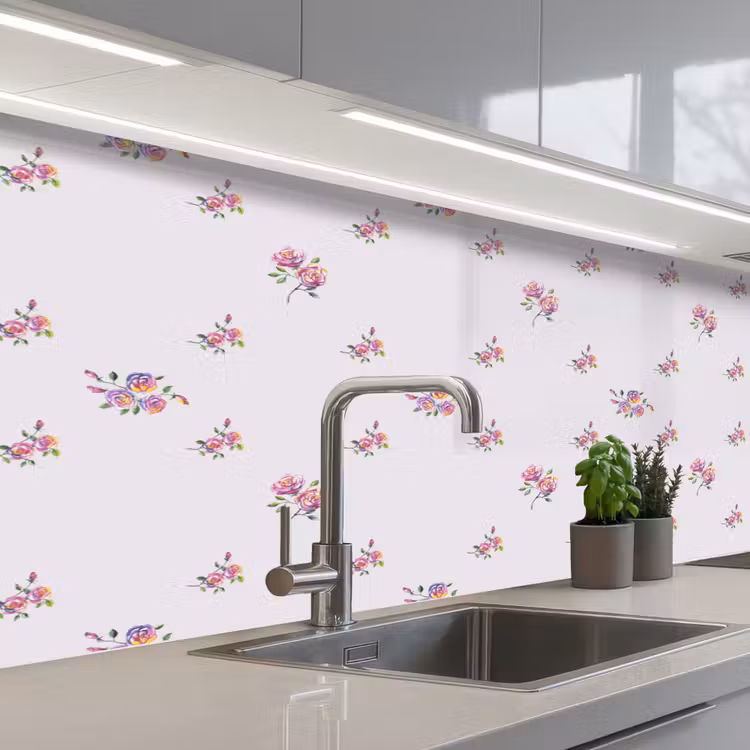 Patroon - Rozen - Bloemen keuken achterwand 2 middel 871 -3d_schuin
