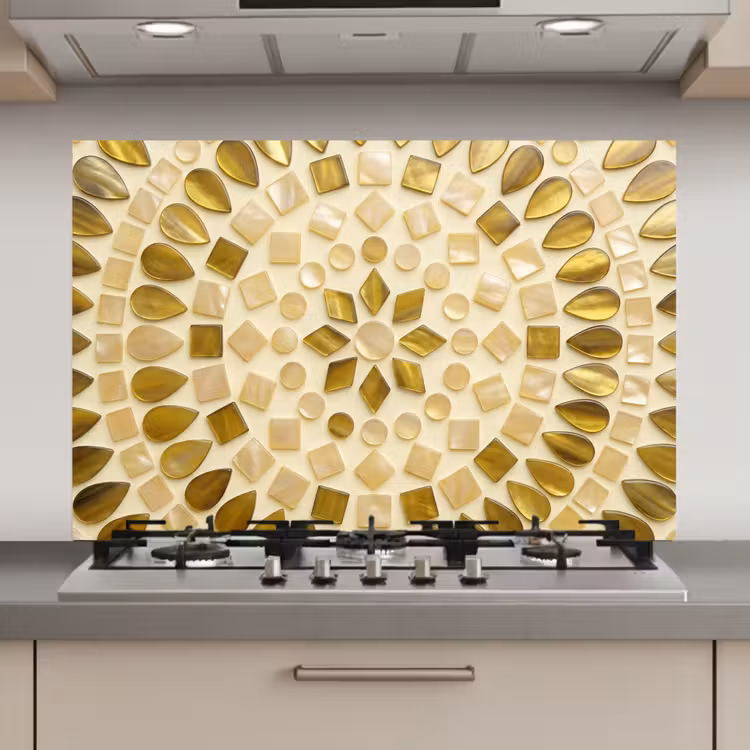 Patroon - Vormen - Mozaïek - Abstract - Goud keuken achterwand spatscherm klein -3d_website
