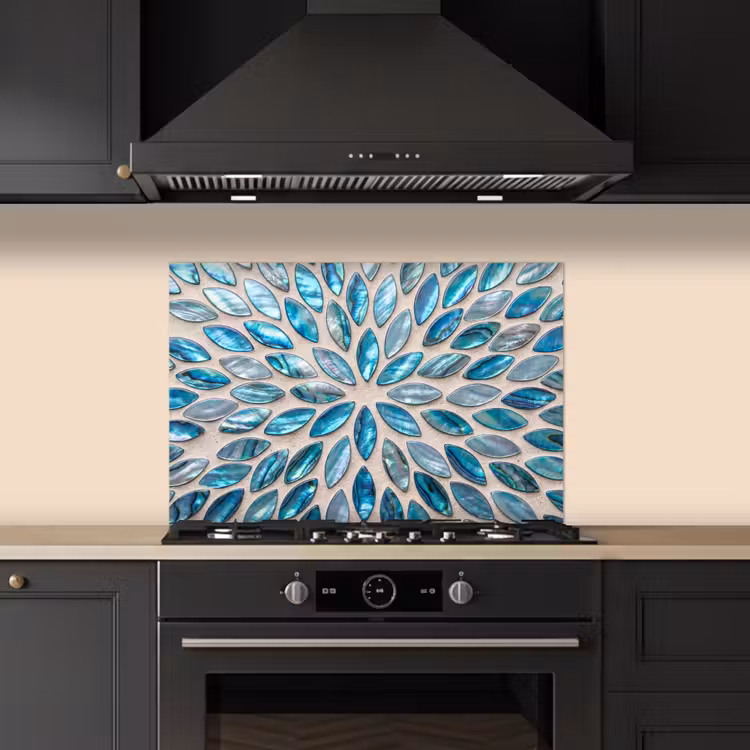 Patroon - Glans - Abstract - Blauw - Decoratie keuken achterwand spatscherm klein -sfeer1