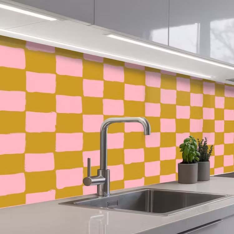 Patroon - Vierkant - Roze keuken achterwand 2 middel 871 -3d_schuin