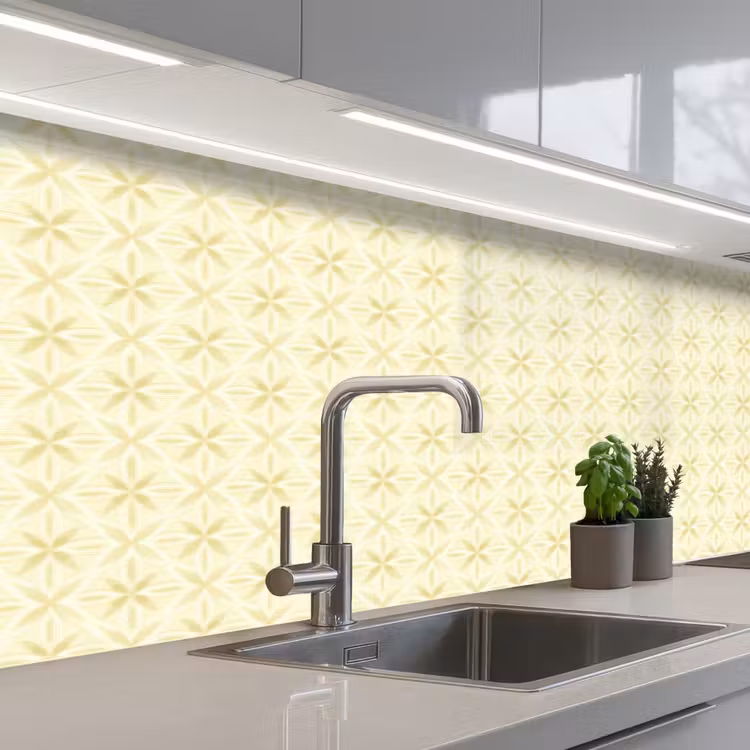 Patroon - Subtiel - Geel keuken achterwand 2 middel 871 -3d_schuin