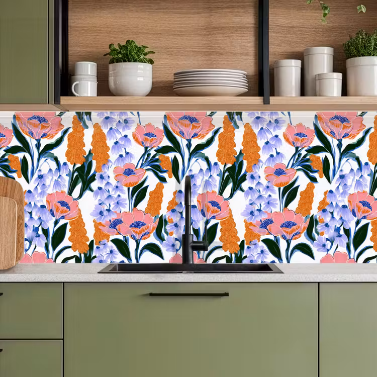 Patroon - Aquarel - Kleurrijk keuken achterwand 2 middel 871 -sfeer3