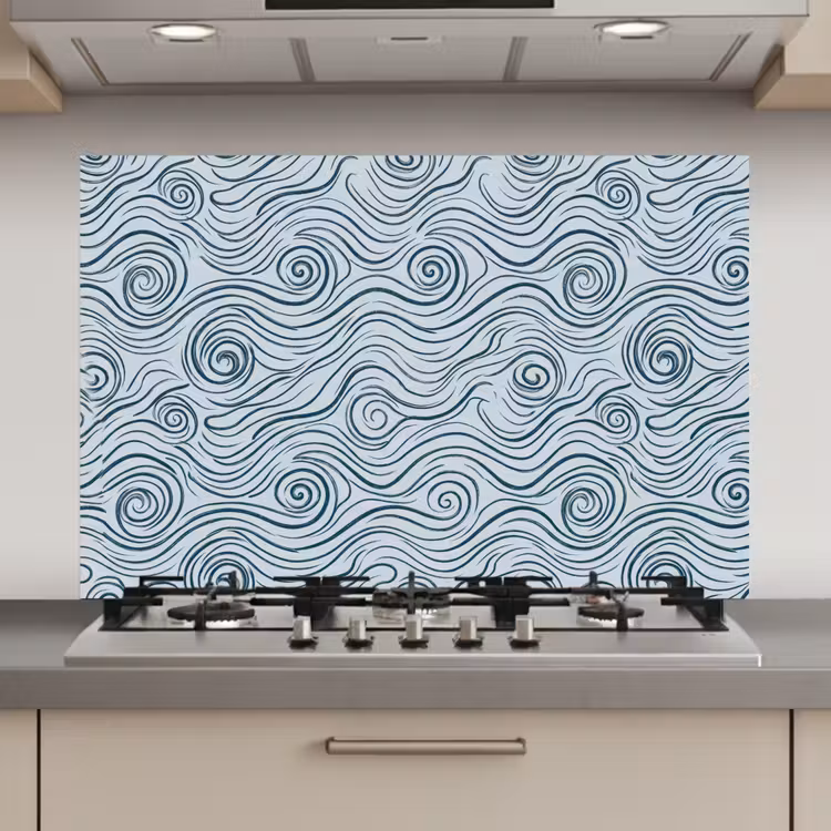 Patroon - Golven - Abstract - Modern - Blauw keuken achterwand spatscherm klein -3d_website