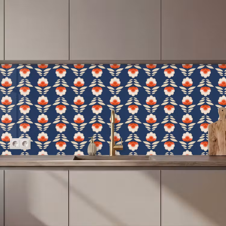 Patronen - Abstract - Bloemen keuken achterwand 2 middel 871 zz_3dshopping