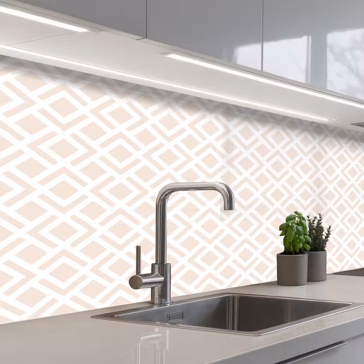 Patronen - Abstract - Beige - Geometrie keuken achterwand 2 middel 871 -3d_schuin