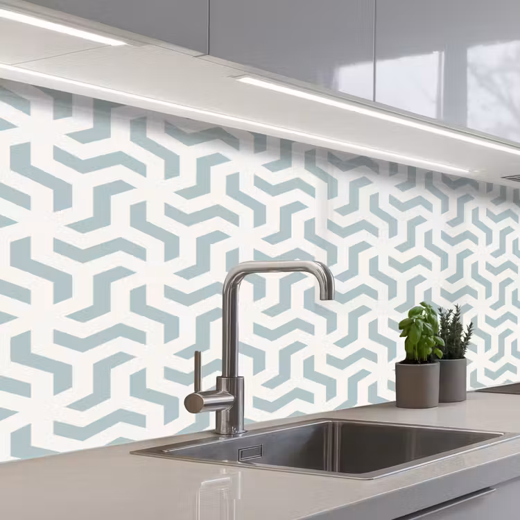 Patronen - Abstract - Groen - Geometrie keuken achterwand 2 middel 871 -3d_schuin