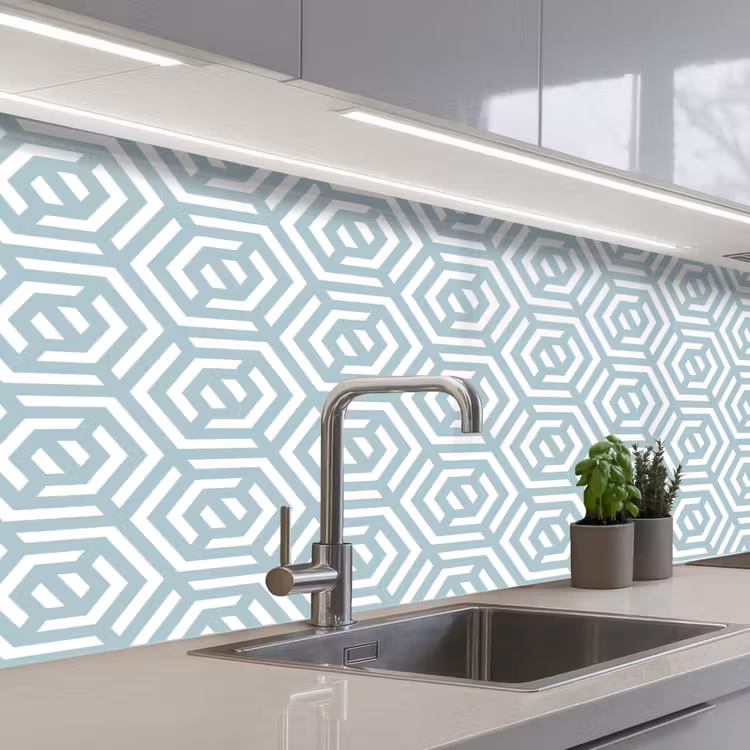 Patronen - Abstract - Groen - Geometrie keuken achterwand 2 middel 871 -3d_schuin