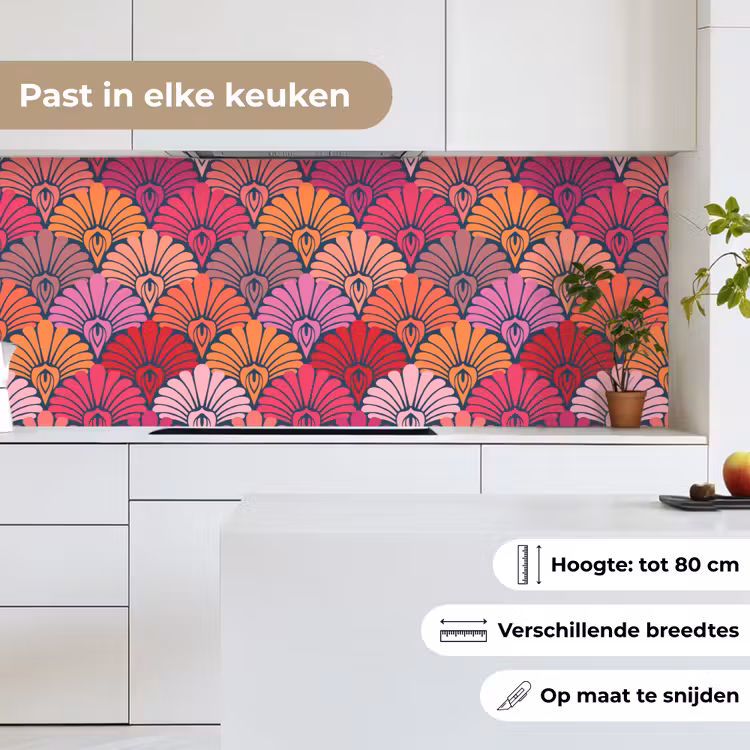 Patronen - Art Deco - Roze - Bloemen keuken achterwand 2 middel 871 -sfeer4_NL