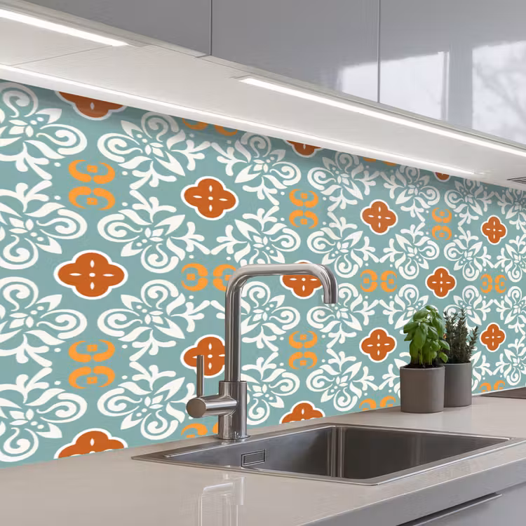 Patronen - Bloemen - Abstract keuken achterwand 2 middel 871 -3d_schuin