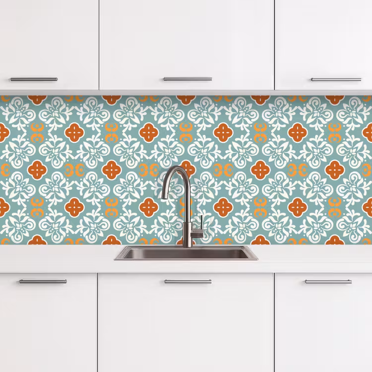 Patronen - Bloemen - Abstract keuken achterwand 2 middel 871 -3d