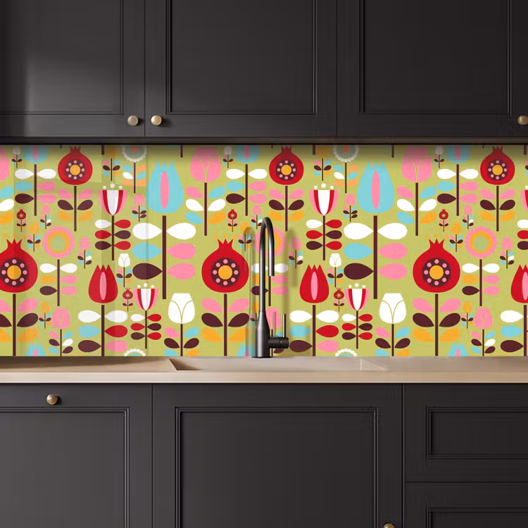 Patronen - Bloemen - Kleuren keuken achterwand 2 middel 871 -sfeer1