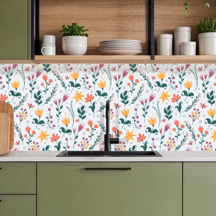 Patronen - Bloemen - Bladeren keuken achterwand 2 middel 871 -sfeer3