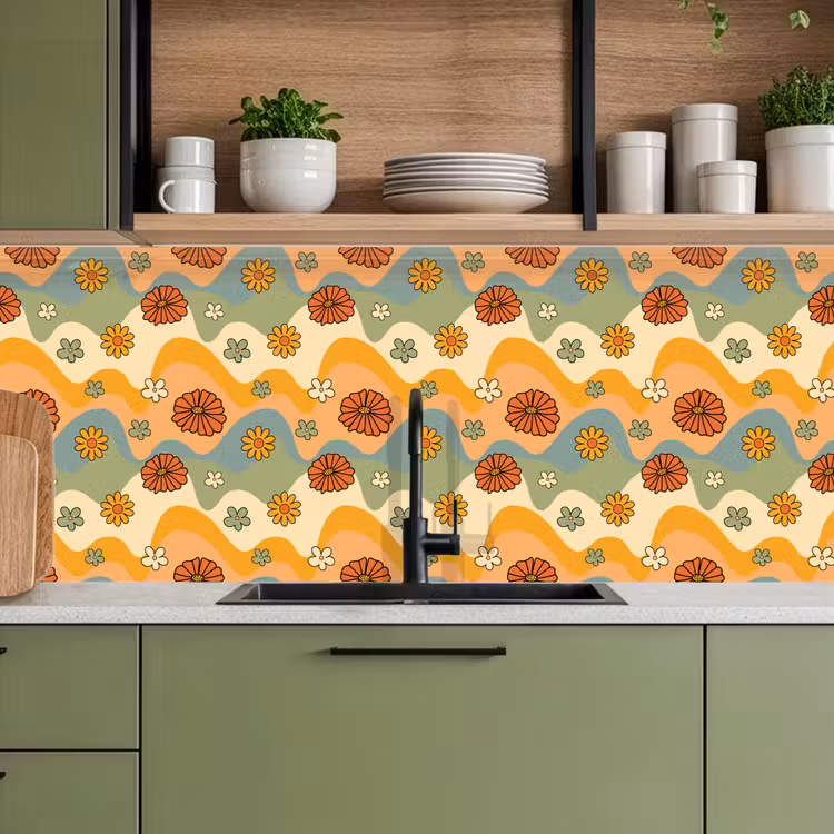 Patronen - Bloemen - Vintage keuken achterwand 2 middel 871 -sfeer3