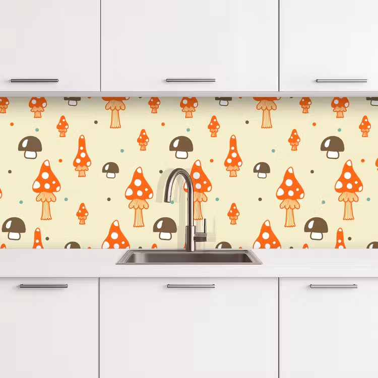 Patronen - Paddestoel - Oranje keuken achterwand 2 middel 871 -3d