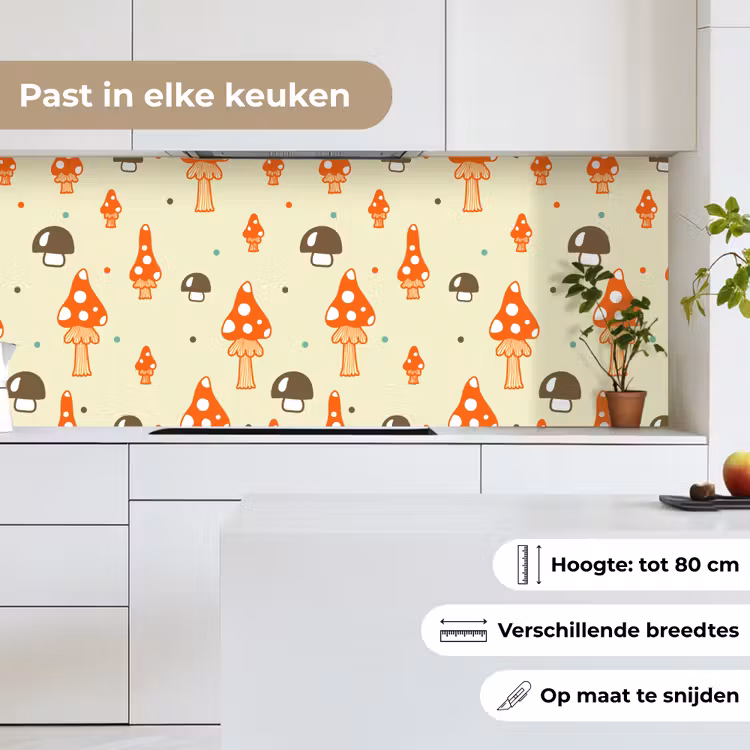 Patronen - Paddestoel - Oranje keuken achterwand 2 middel 871 -sfeer4_NL