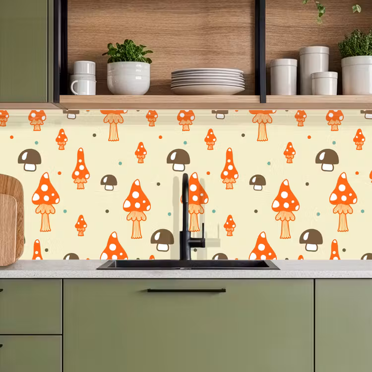 Patronen - Paddestoel - Oranje keuken achterwand 2 middel 871 -sfeer3