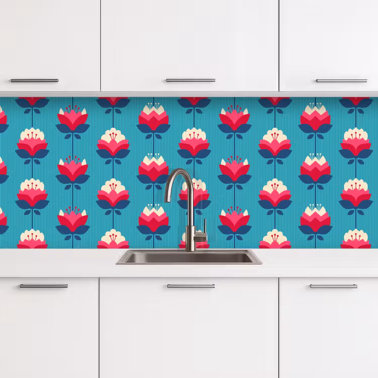 Patronen - Retro - Bloemen - Lelie keuken achterwand 2 middel 871 -3d