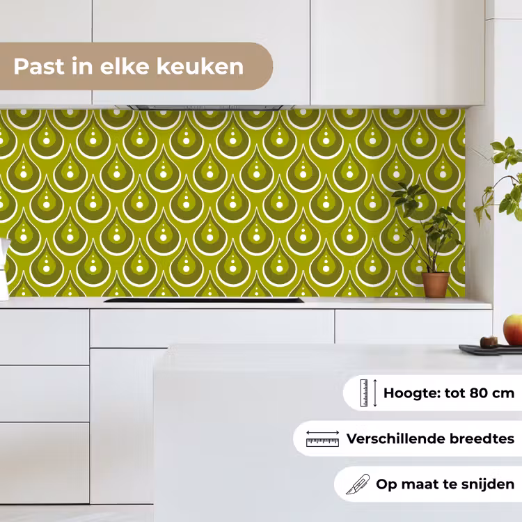 Patronen - Retro - Regen - Druppel - Groen keuken achterwand 2 middel 871 -sfeer4_NL