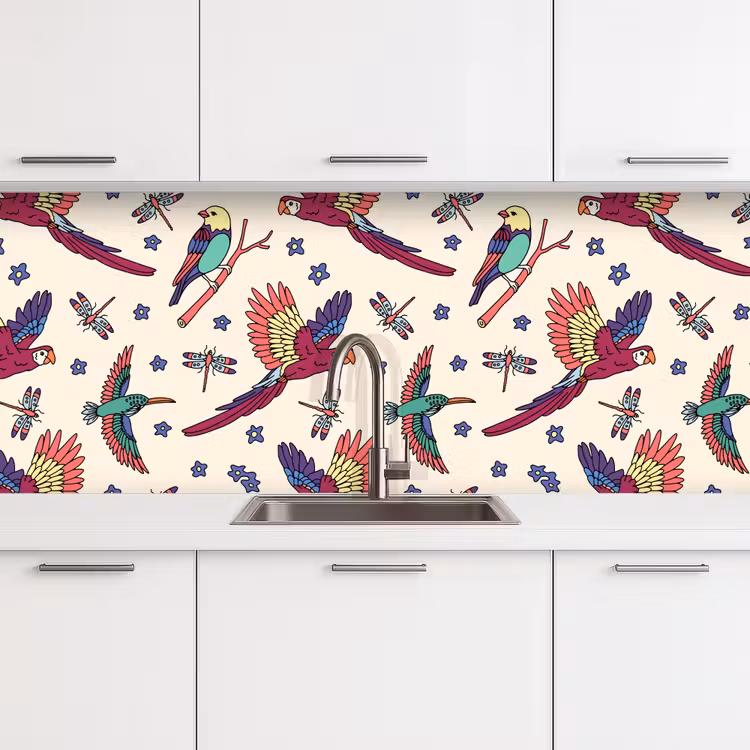Patronen - Vintage - Vogels keuken achterwand 2 middel 871 -3d