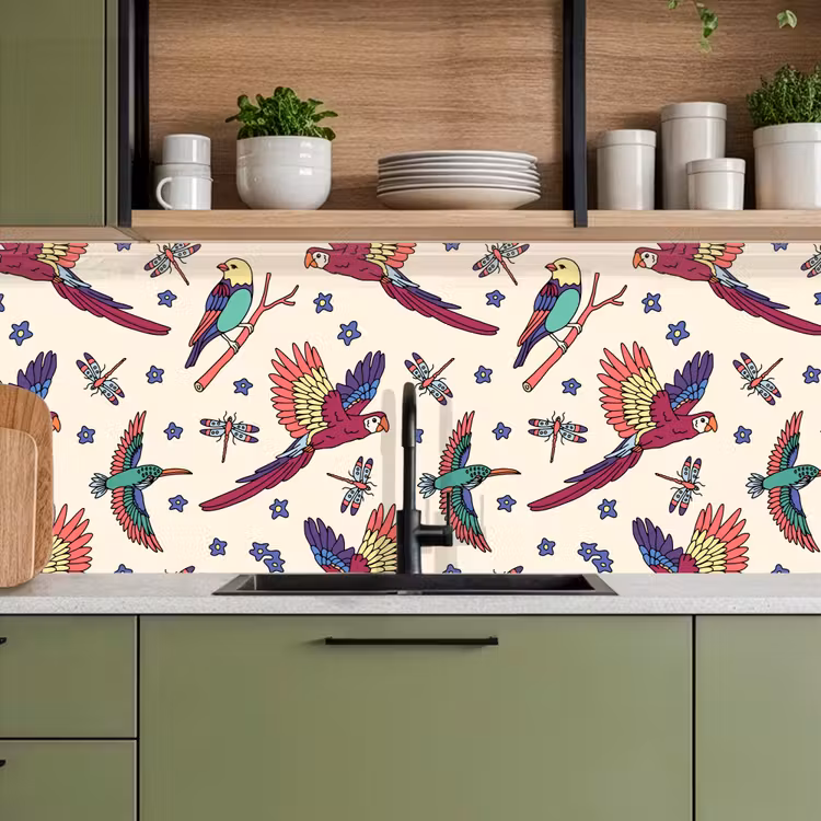 Patronen - Vintage - Vogels keuken achterwand 2 middel 871 -sfeer3