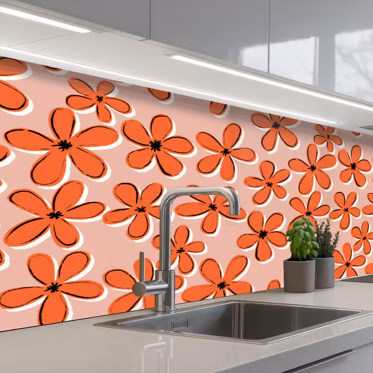 Patronen - Vintage - Bloem keuken achterwand 2 middel 871 -3d_schuin