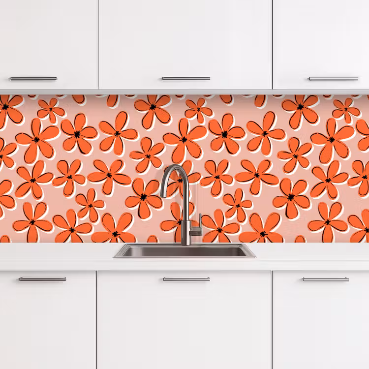 Patronen - Vintage - Bloem keuken achterwand 2 middel 871 -3d