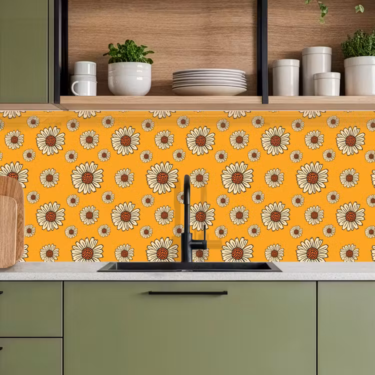 Patronen - Vintage - Bloemen - Geel keuken achterwand 2 middel 871 -sfeer3