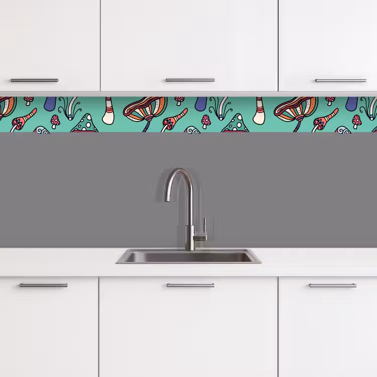 Patronen - Vintage - Paddenstoelen - Natuur keuken achterwand 2 middel 871 -3d