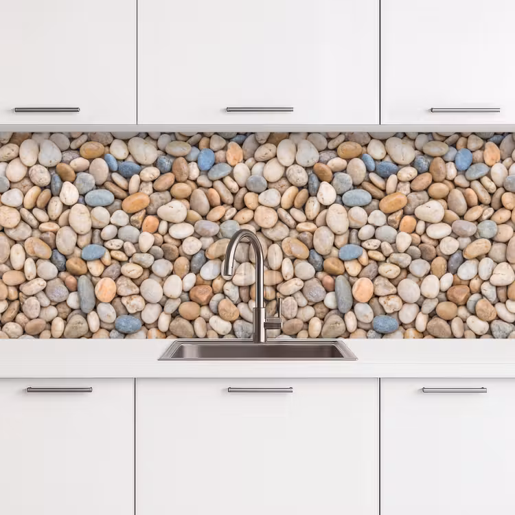 Kiezelstenen - Natuur - Textuur - Beige - Grijs keuken achterwand 2 middel -3d