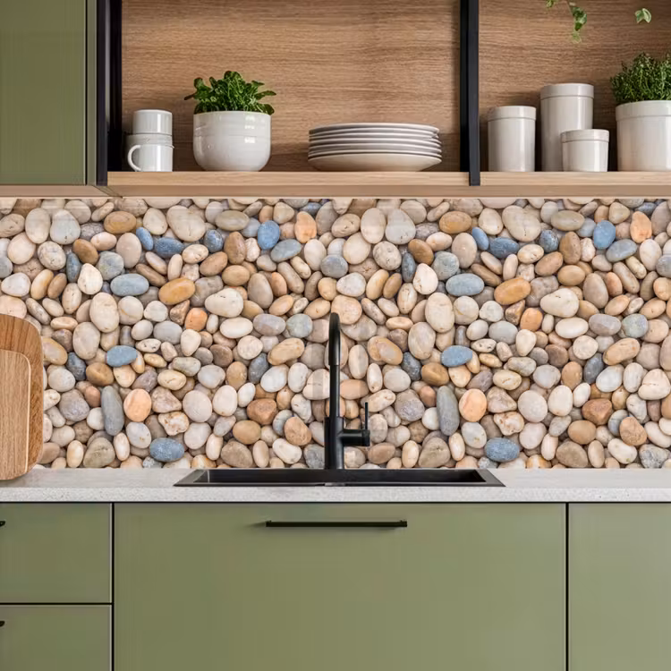 Kiezelstenen - Natuur - Textuur - Beige - Grijs keuken achterwand 2 middel -sfeer3