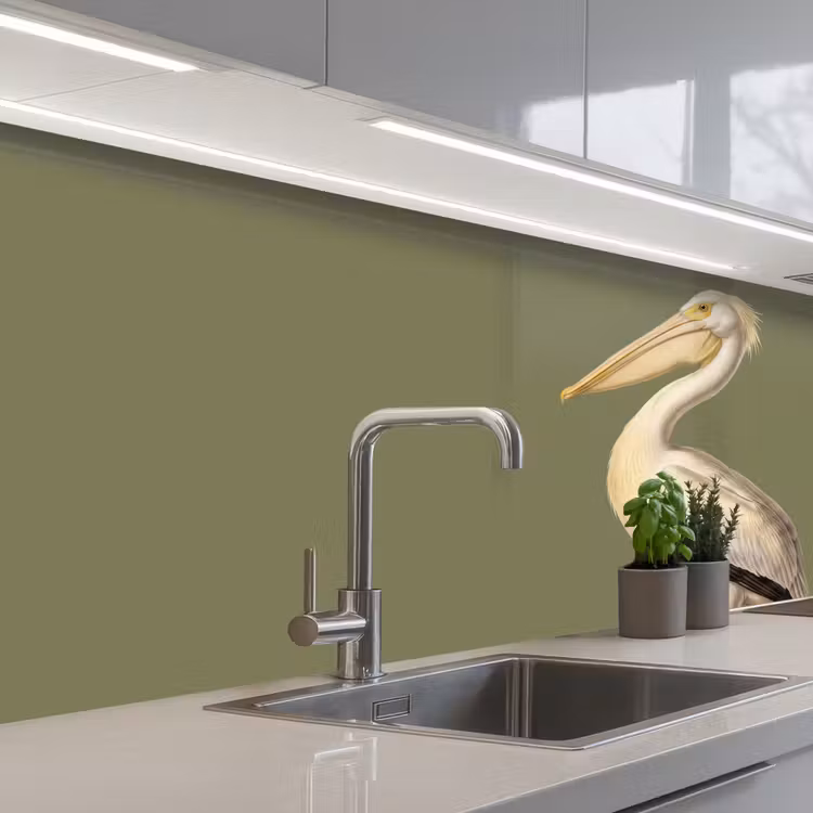 Pelikaan - Wit - Vogel - Klassiek - Natuur keuken achterwand 2 middel -3d_schuin