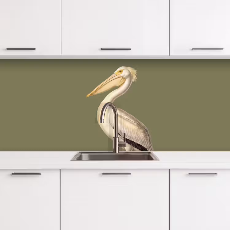 Pelikaan - Wit - Vogel - Klassiek - Natuur keuken achterwand 2 middel -3d
