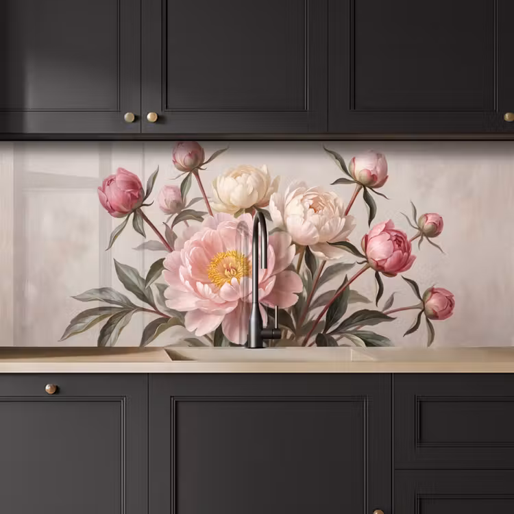 Pioenrozen - Boeket - Roze keuken achterwand 2 middel -sfeer1