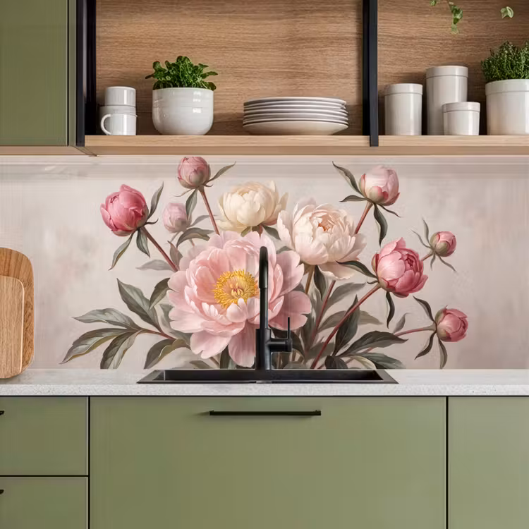Pioenrozen - Boeket - Roze keuken achterwand 2 middel -sfeer3