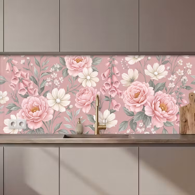 Pioenrozen - Vingerhoedskruid - Pink keuken achterwand 2 middel zz_3dshopping
