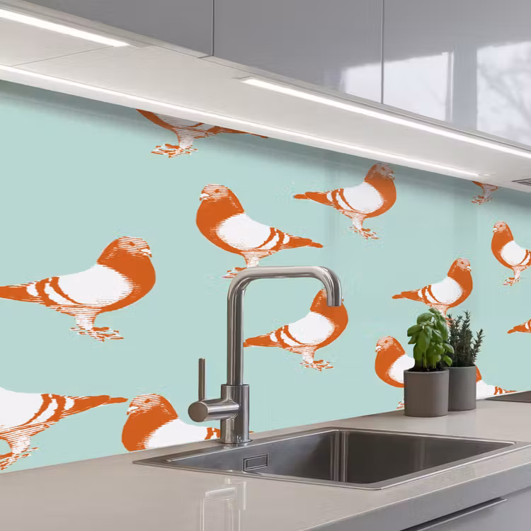 Duif - Vogel - Patroon keuken achterwand 2 middel 871 -3d_schuin