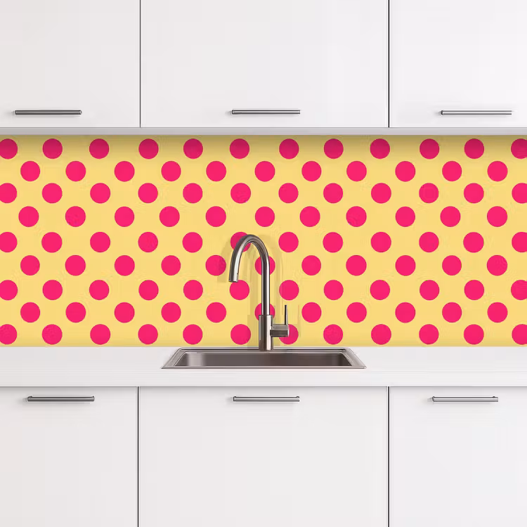 Roze - Stippen - Geel keuken achterwand 2 middel 871 -3d