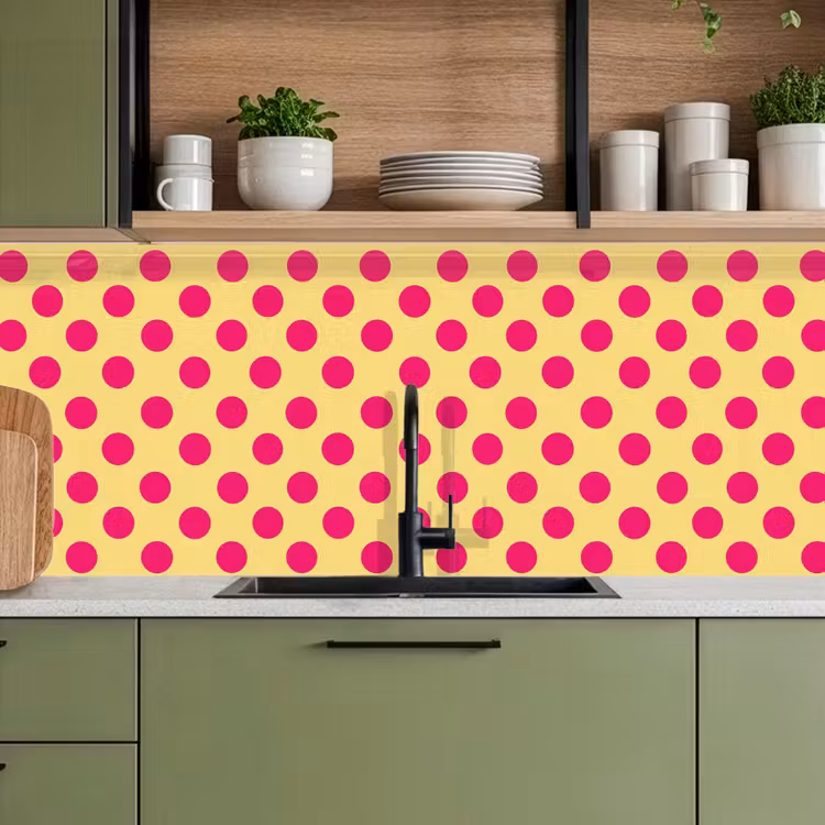Roze - Stippen - Geel keuken achterwand 2 middel 871 -sfeer3