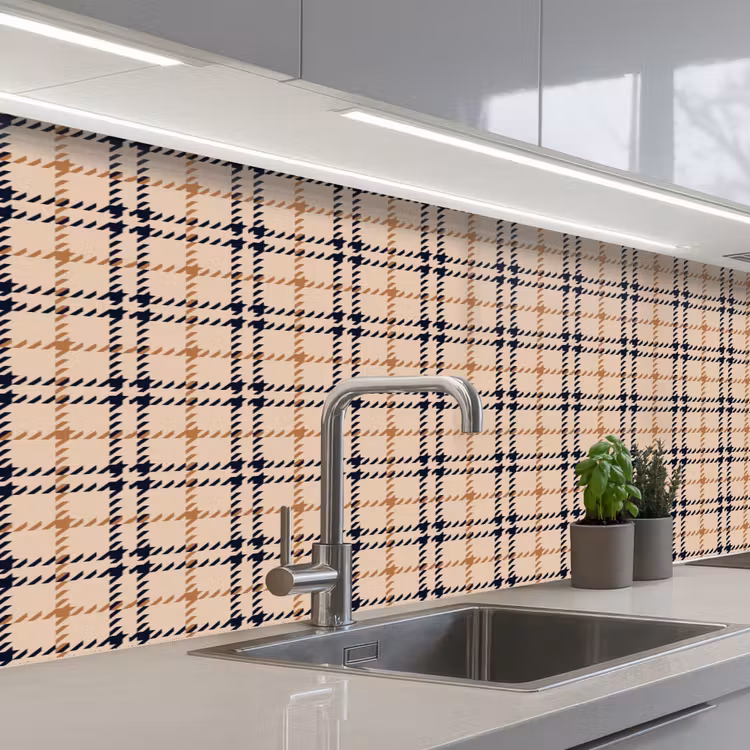 Plaid - Patroon - Beige - Zwart keuken achterwand 2 middel 871 -3d_schuin
