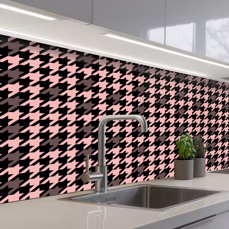 Plaid - Patroon - Zwart - Roze keuken achterwand 2 middel 871 -3d_schuin