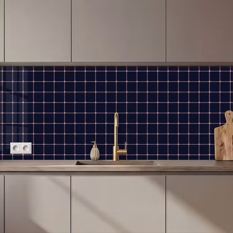 Plaid - Patroon - Blauw - Roze keuken achterwand 2 middel 871 zz_3dshopping