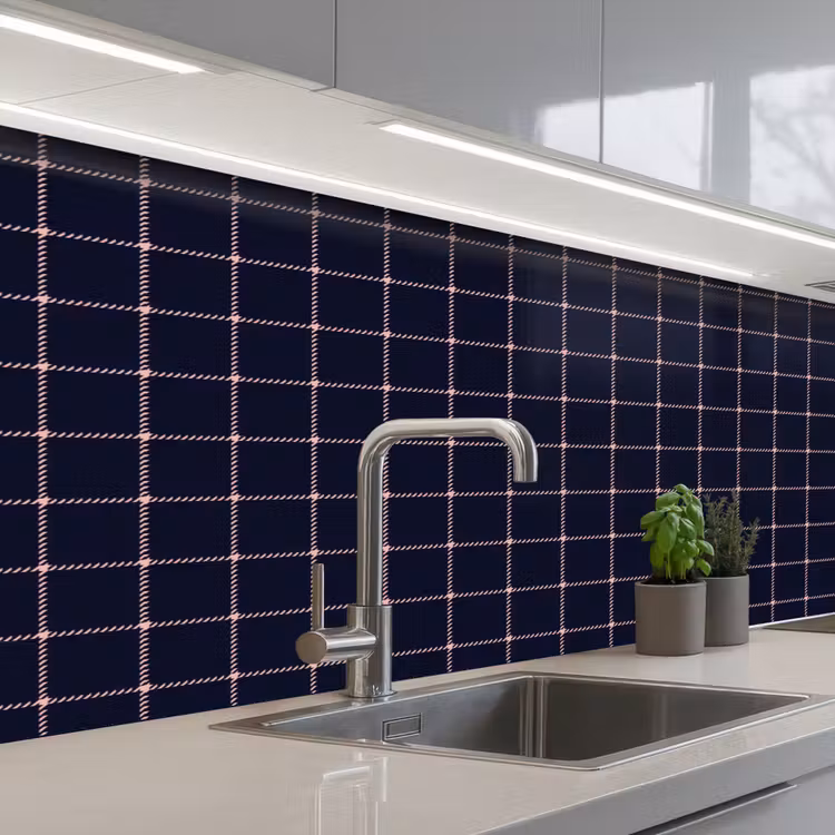 Plaid - Patroon - Blauw - Roze keuken achterwand 2 middel 871 -3d_schuin