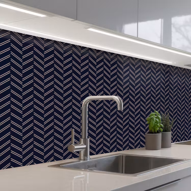 Plaid - Patroon - Visgraad - Blauw keuken achterwand 2 middel 871 -3d_schuin