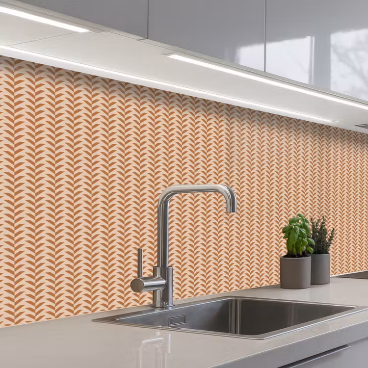 Plaid - Patroon - Bladvorm - Bruin keuken achterwand 2 middel 871 -3d_schuin