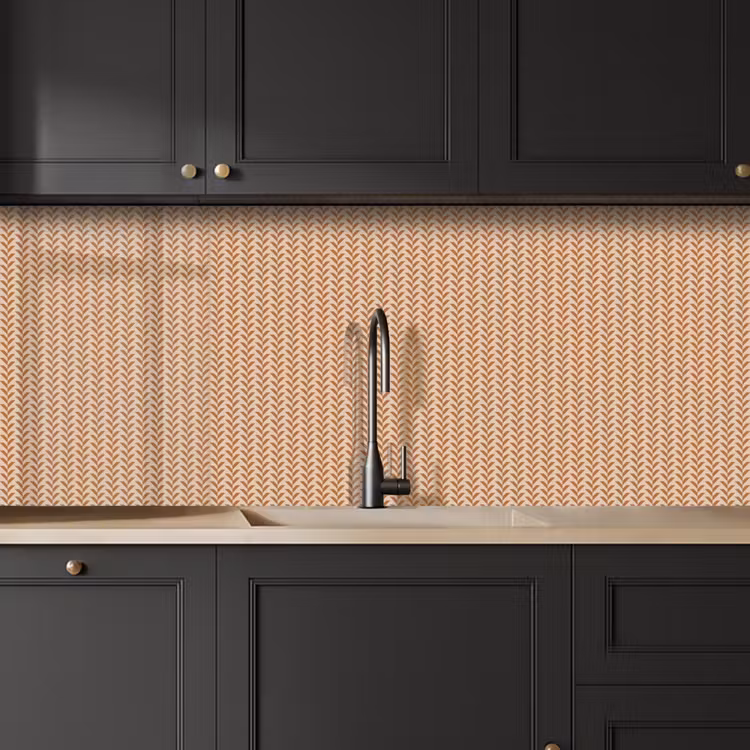 Plaid - Patroon - Bladvorm - Bruin keuken achterwand 2 middel 871 -sfeer1