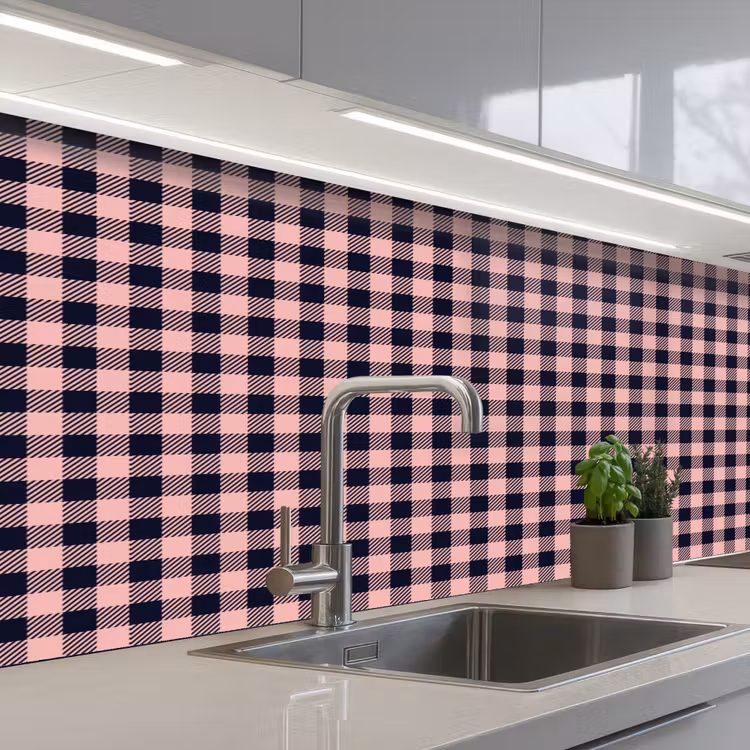 Plaid - Patroon - Roze - Zwart keuken achterwand 2 middel 871 -3d_schuin