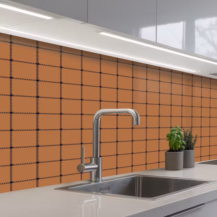 Plaid - Patroon - Vierkant - Bruin keuken achterwand 2 middel 871 -3d_schuin
