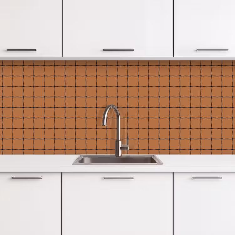 Plaid - Patroon - Vierkant - Bruin keuken achterwand 2 middel 871 -3d