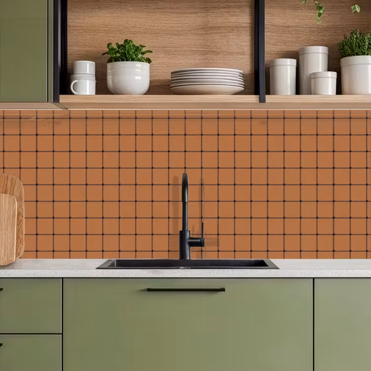Plaid - Patroon - Vierkant - Bruin keuken achterwand 2 middel 871 -sfeer3